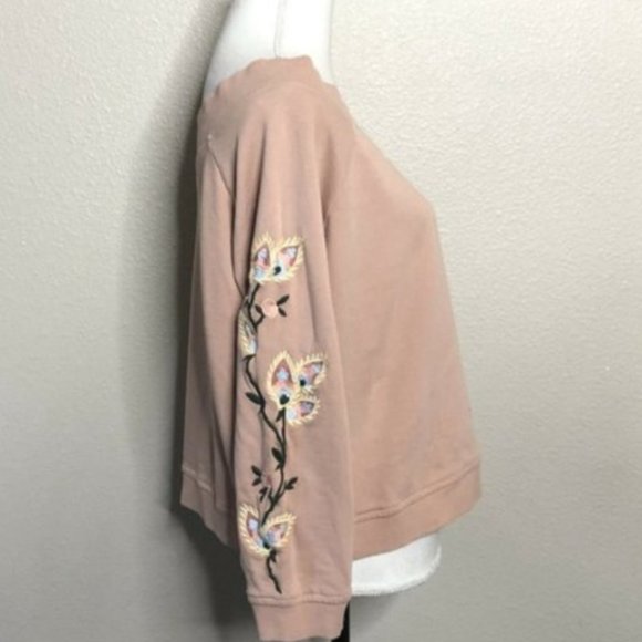 Rebecca Minkoff Macey Pink Off Shoulder Sweatshirt - Picture 4 of 7